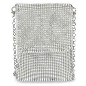 NWT Rhinestone metal mesh cell phone crossbody purse bag bling